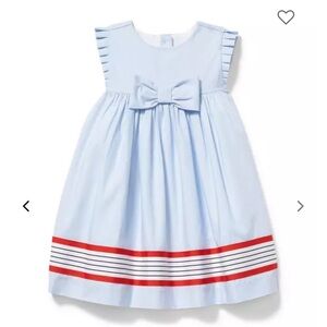 Janie and Jack Light Striped Border Dress Red White Blue
